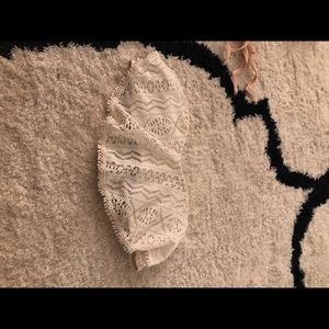 white strapless bikini top
